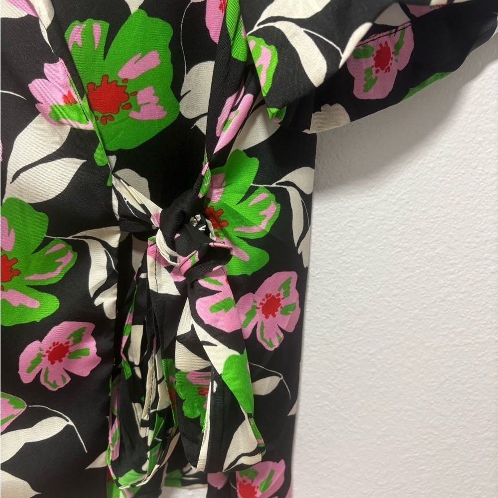 Who What Wear Floral Wrap Tie Blouse Top Black Pink Green | XXL - Picture 5 of 13
